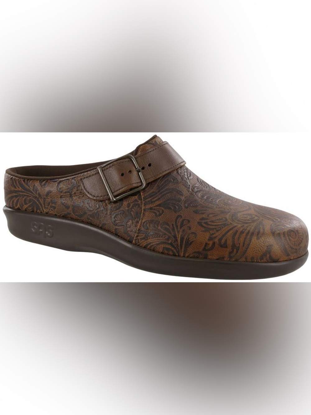 SAS Women's Brown Leather Casual Slip-on Clog